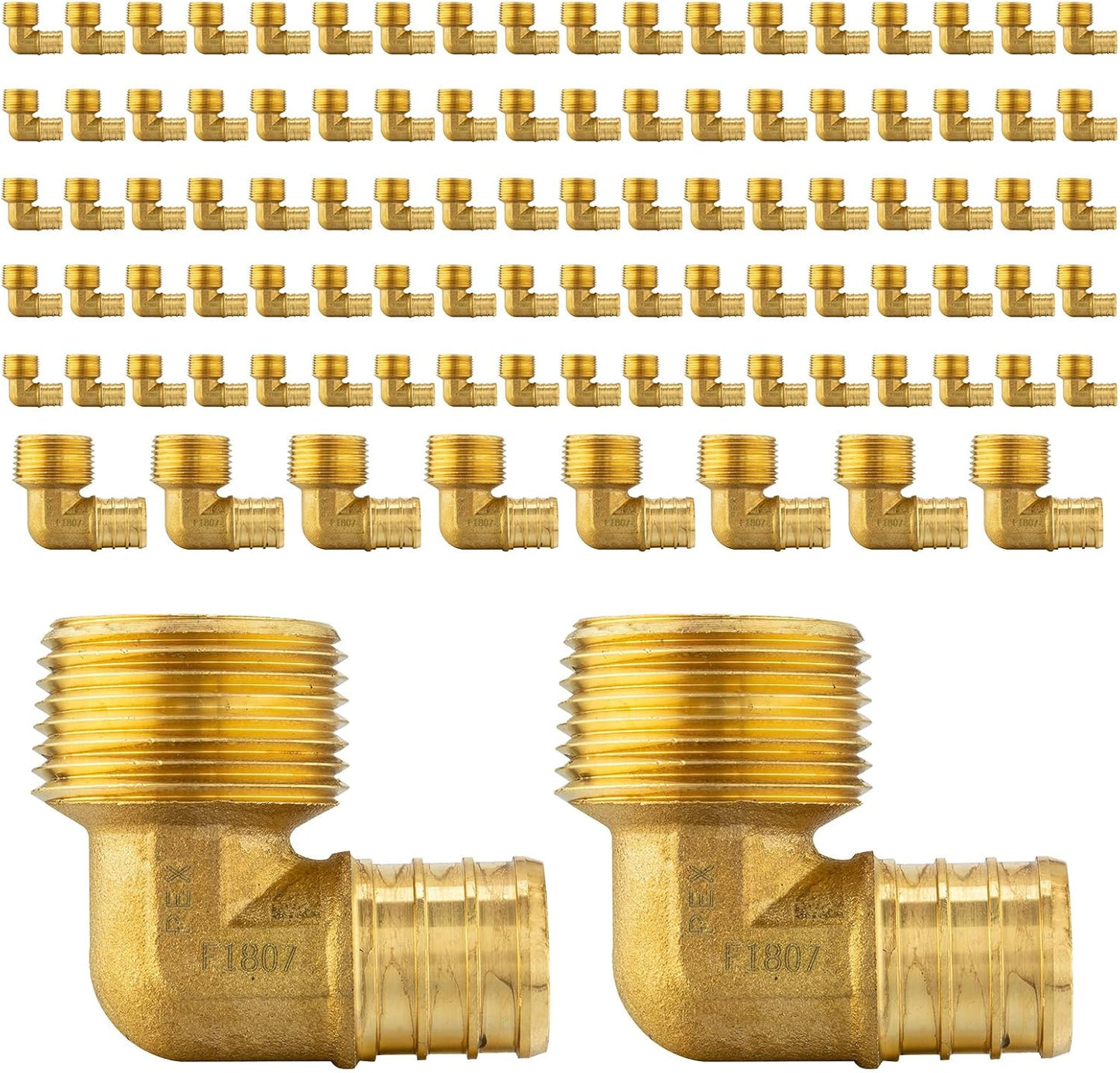 Pack of 100 EFIELD Pex 3/4 inch x 1/2 inch Brass Fittings