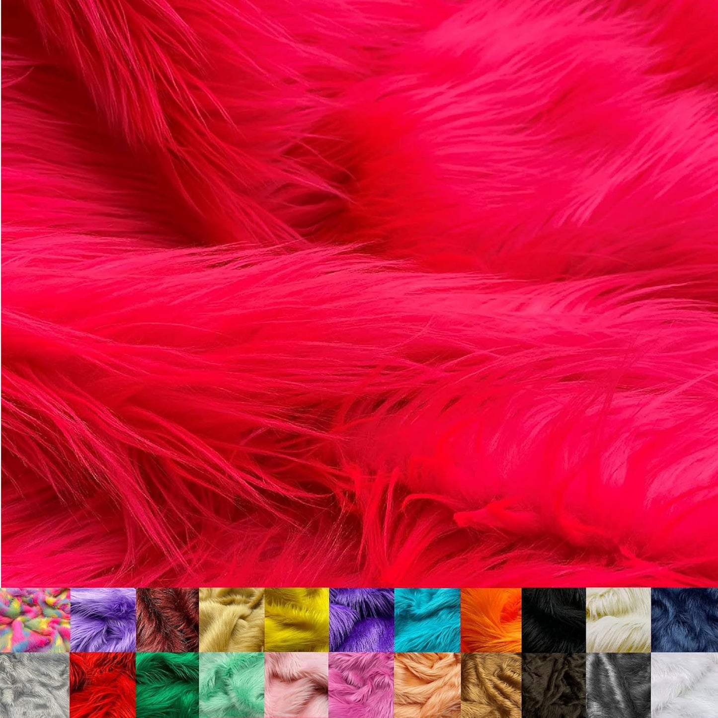 Ice Fabrics Faux Fur Fabric - Super Soft Shaggy Neon Pink