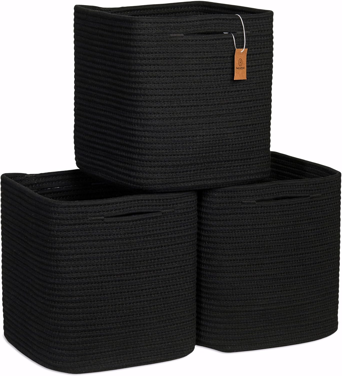 NaturalCozy 11 Inch Cotton Rope Storage Cubes for Organizing
