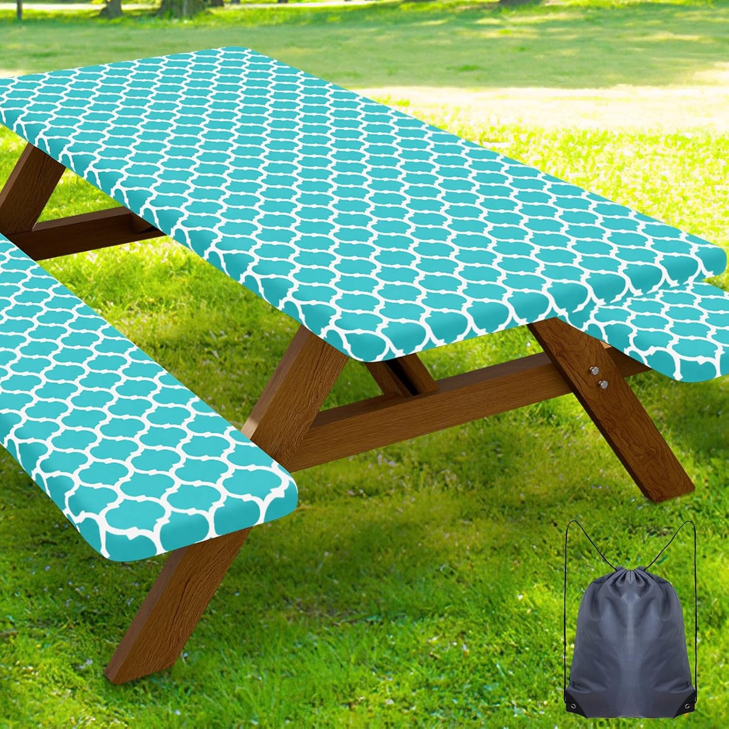 Smiry Picnic Table Cover Set for 8 Foot Tables and Benches