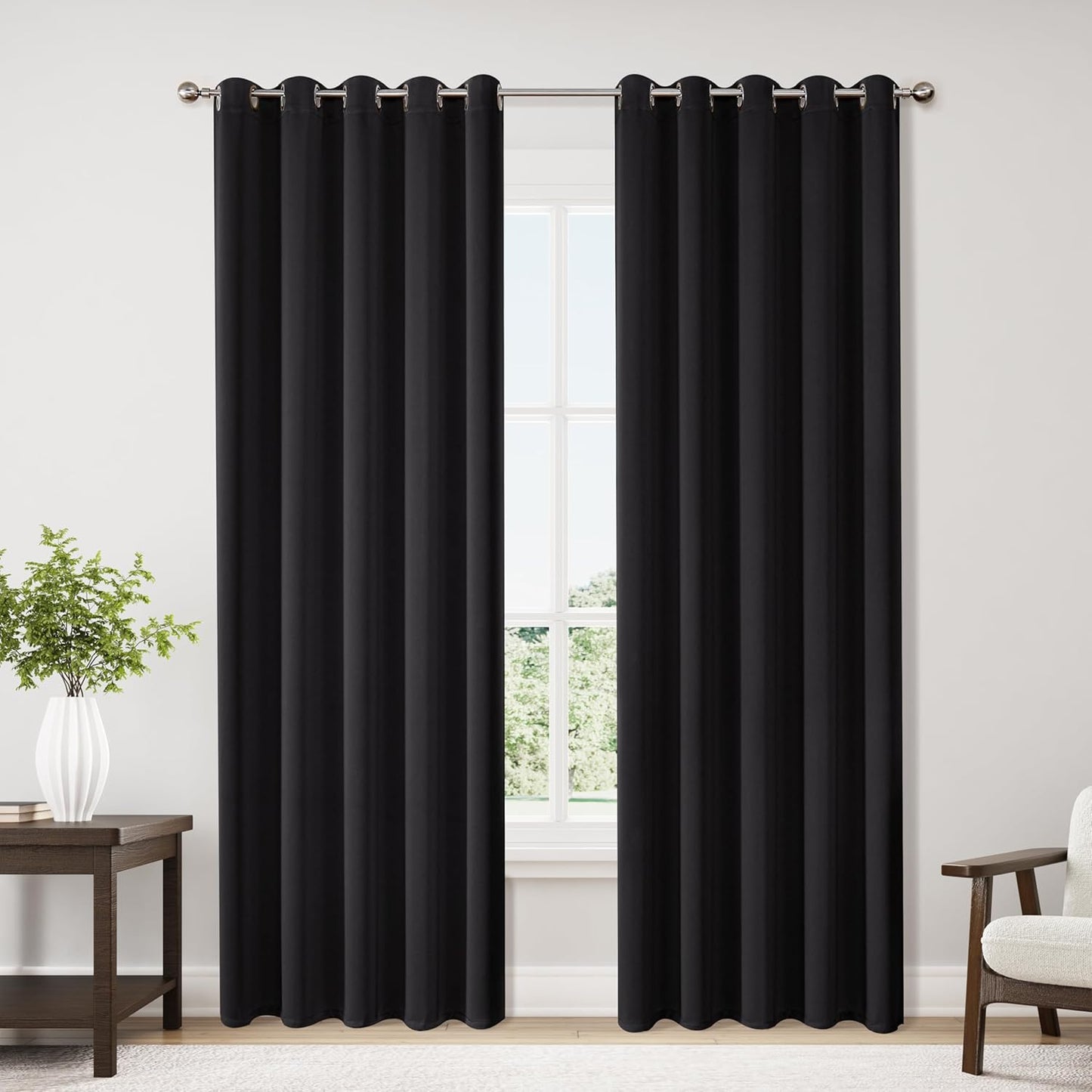 Blackout Curtains 70 inches Wide for Bedroom - 2 Panels Set