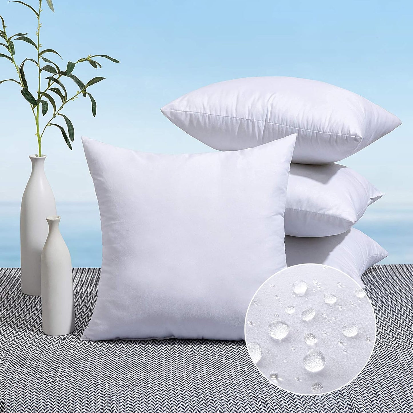 MIULEE Pack of 4 20x20 Outdoor Pillow Inserts for Comfort