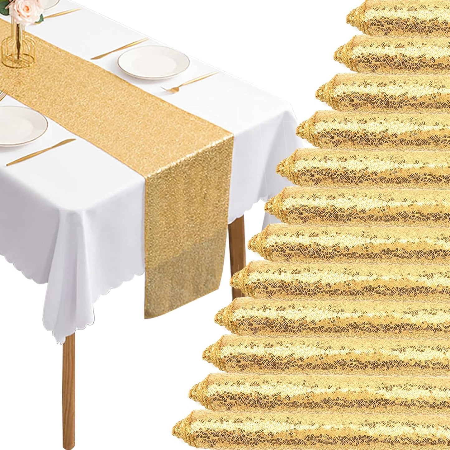 Stunning 12 Packs Sequin Table Runner for Elegant Celebrations