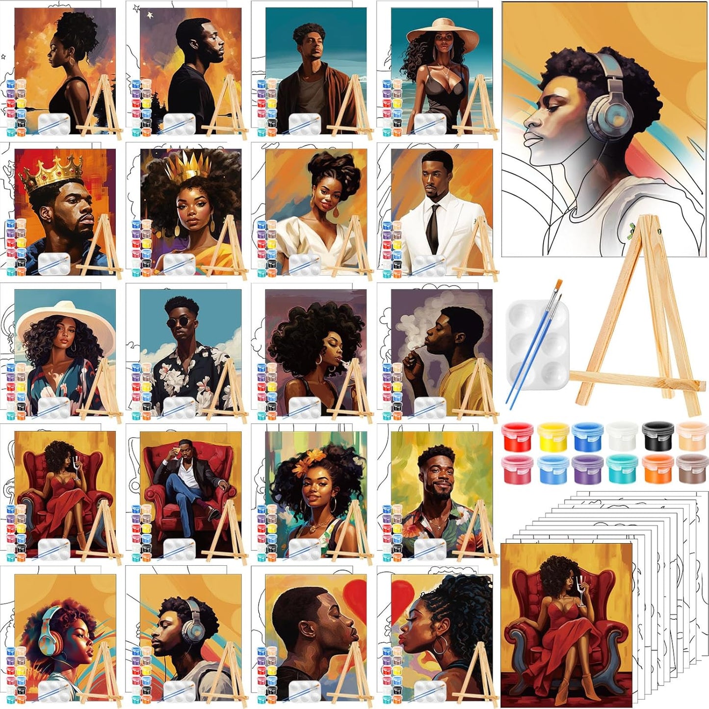 Zhanmai 20 Pack Pre Drawn Canvas for Painting and Fun