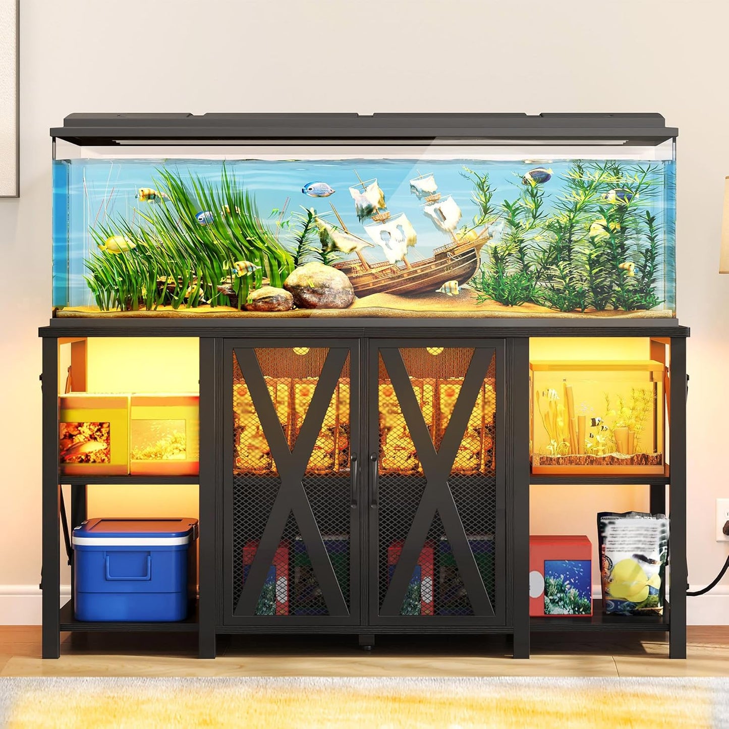 YITAHOME 90-120 Gallon Reptile Tank Stand with LED Light