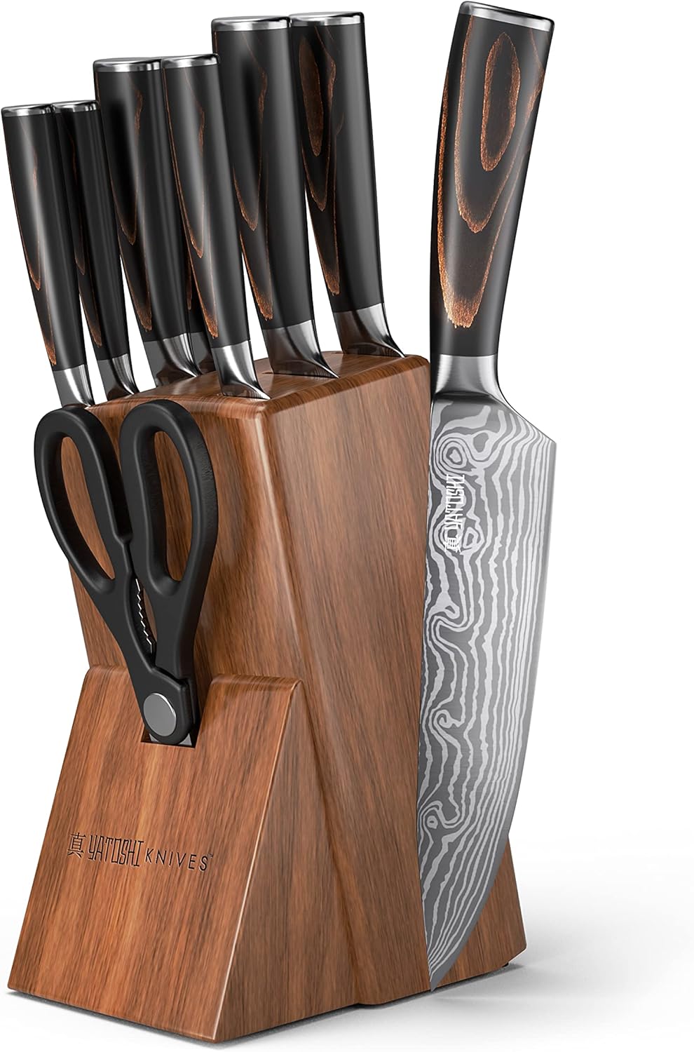 Yatoshi 9 Piece Block Set - Ultra Sharp High Carbon Steel Knives