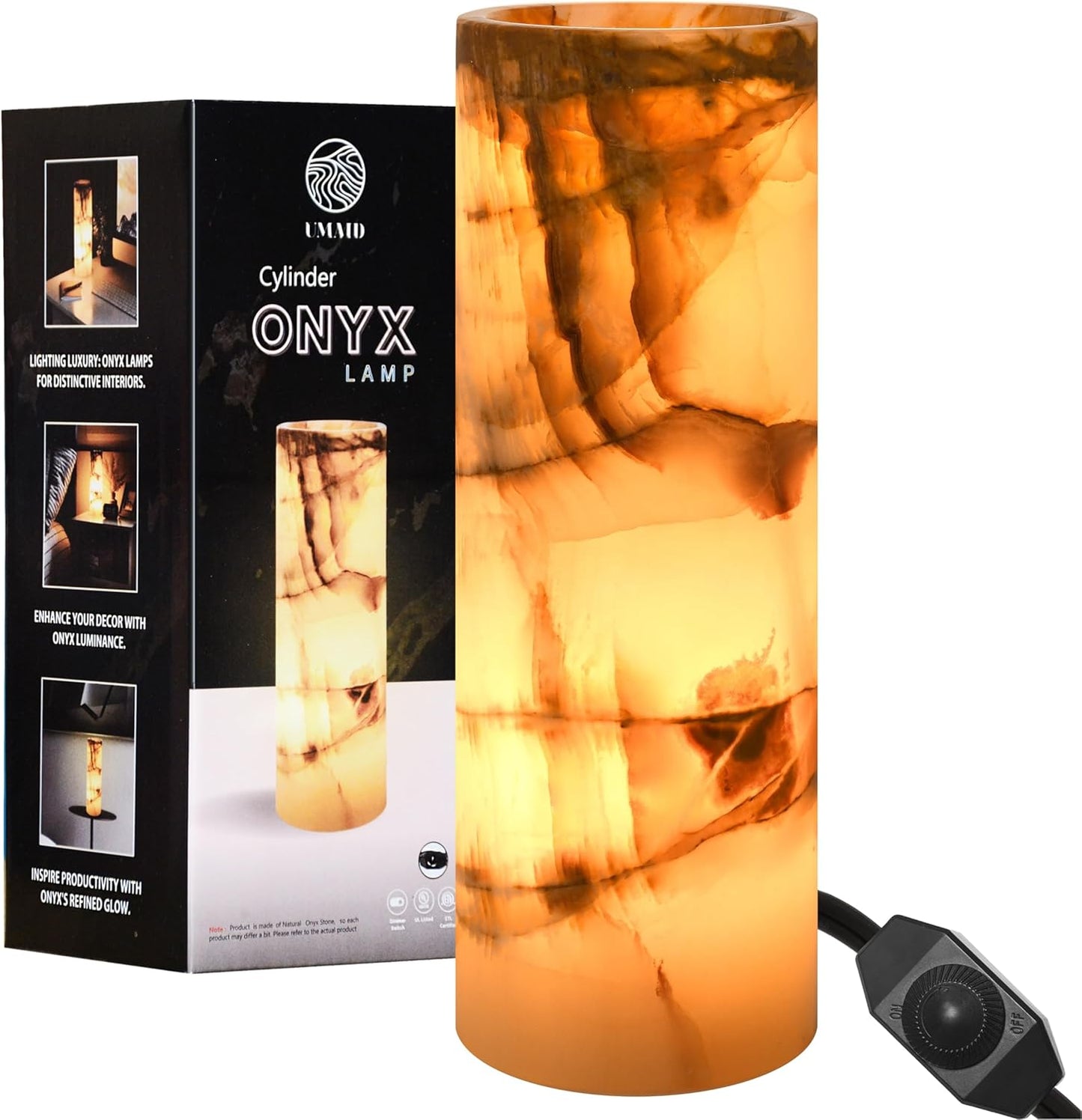 Handcrafted Onyx Marble Table Lamp with Warm Amber Glow