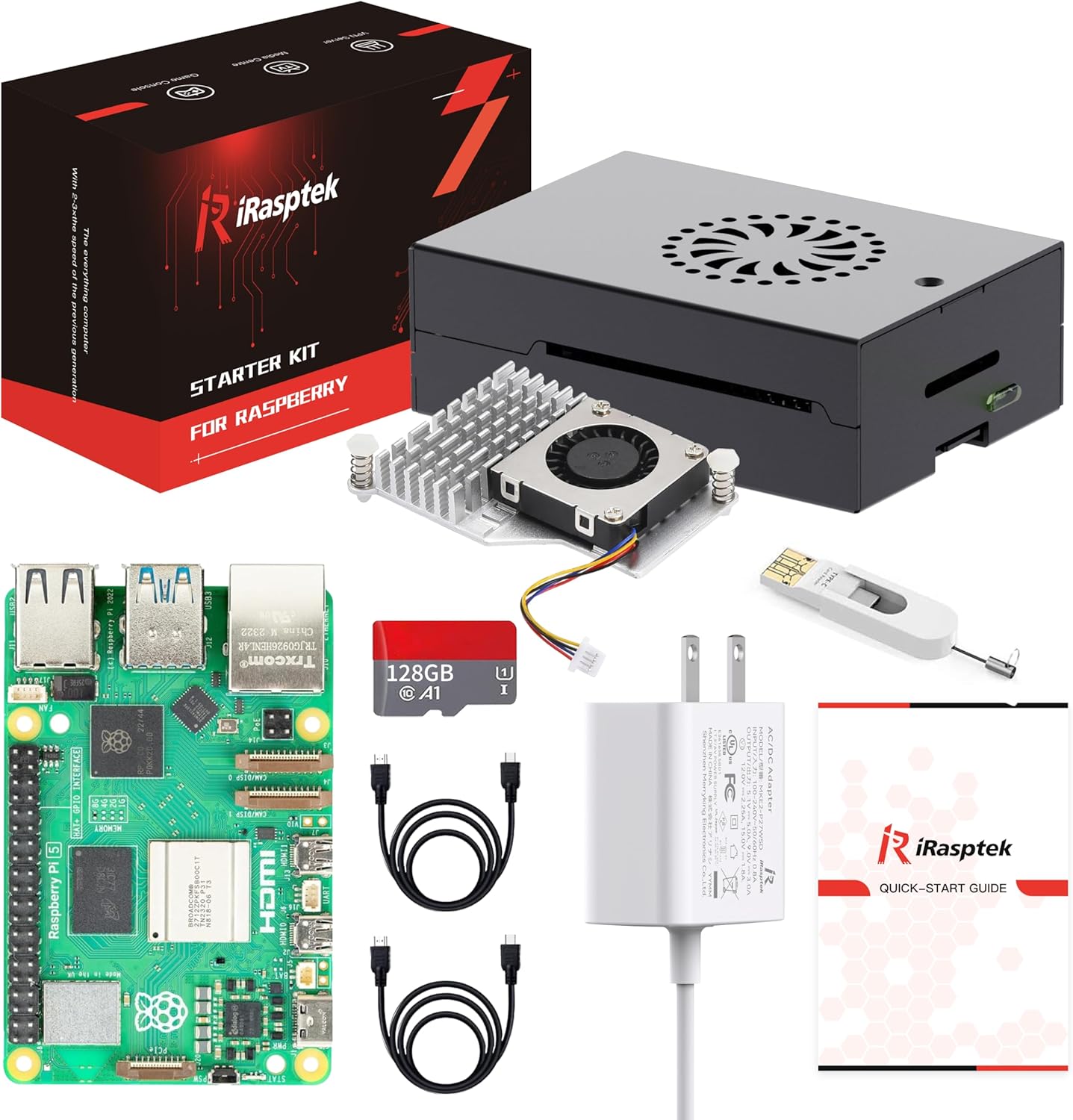 iRasptek Starter Kit for Raspberry Pi 5 with 8GB RAM