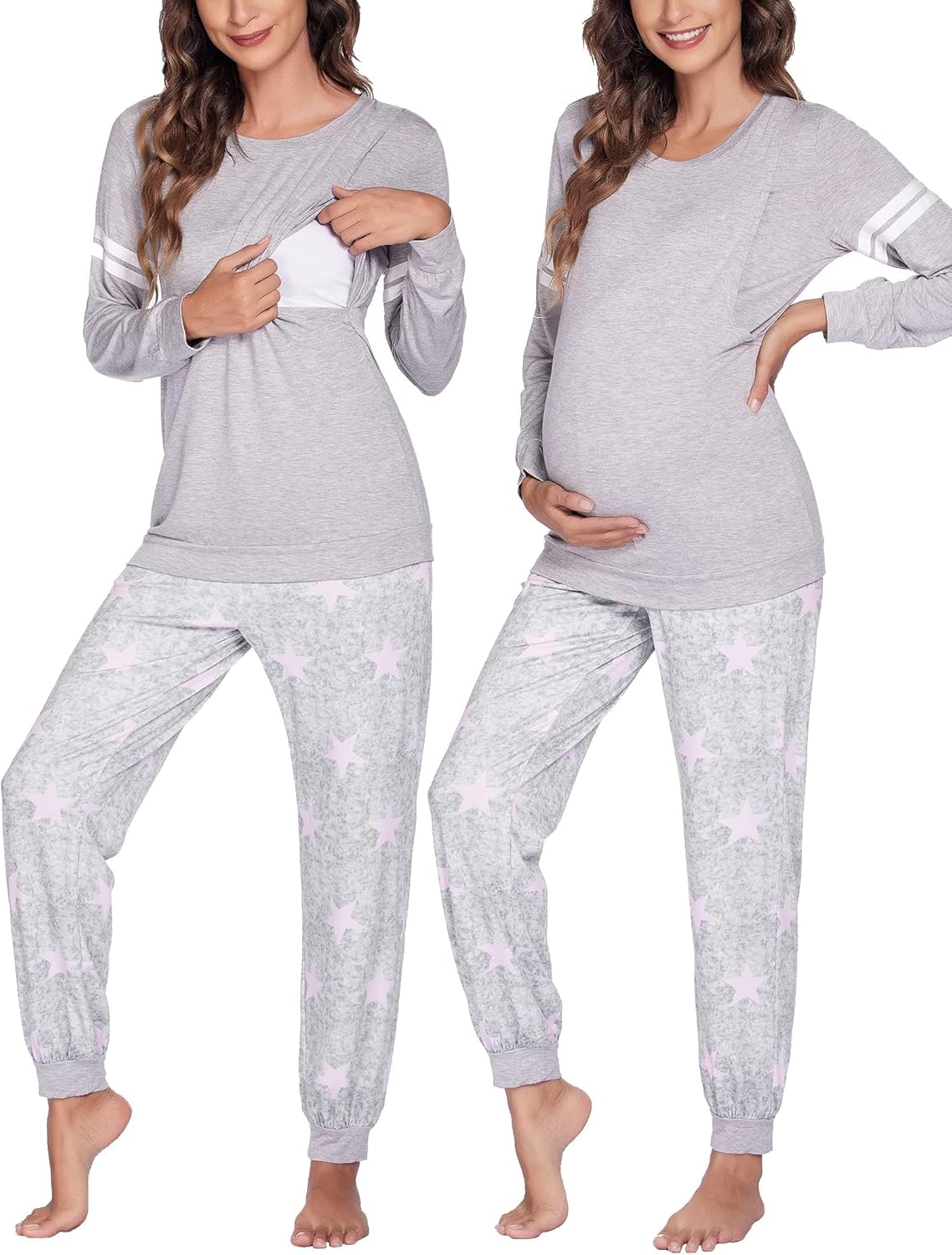 Ekouaer Maternity Pajama Set for Nursing and Breastfeeding Moms