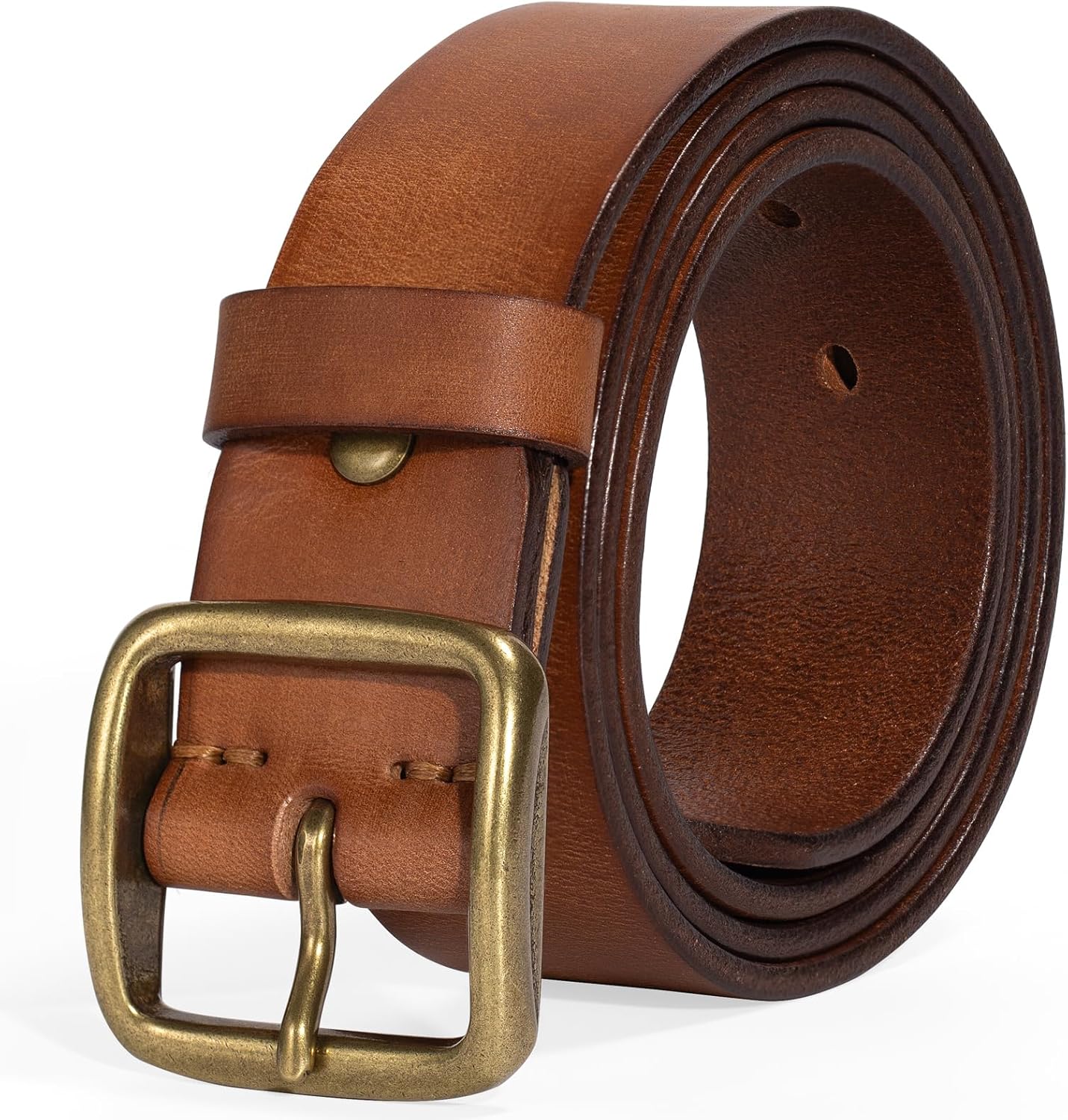 Thicken Full Grain Leather Mens Belt for Heavy Duty Work