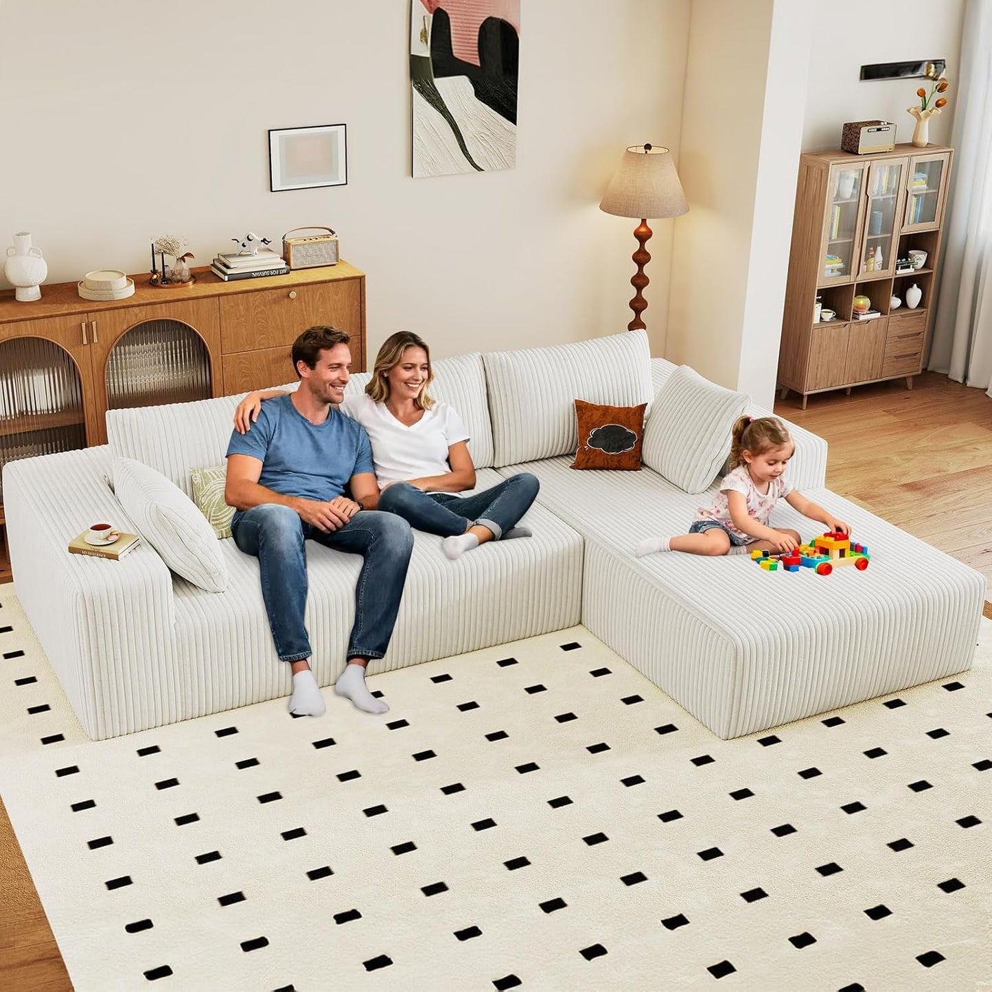 96in Modular Sectional Couch with Chaise Lounge for Living Room