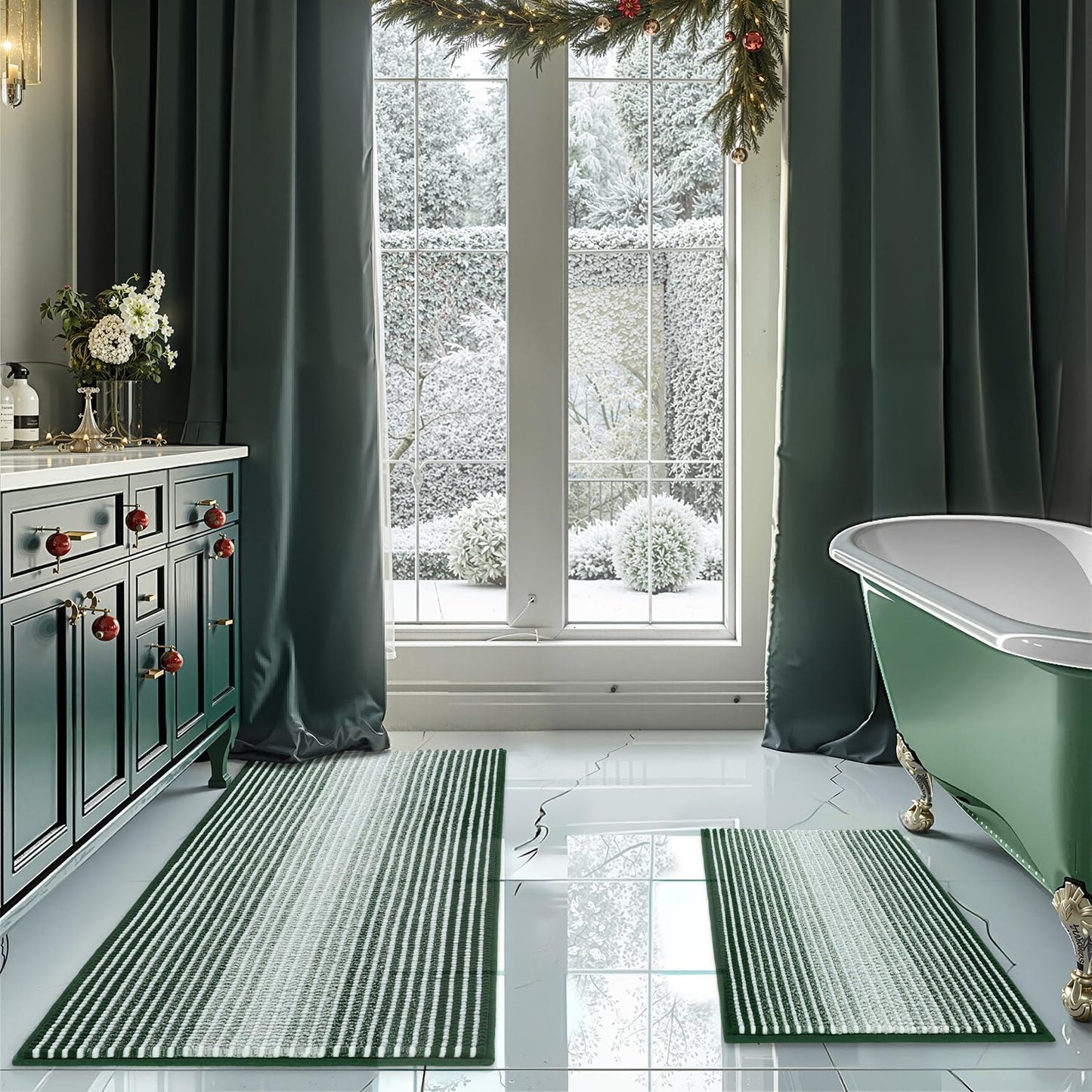 Thick Absorbent Chenille Bath Mat Set for Ultimate Comfort
