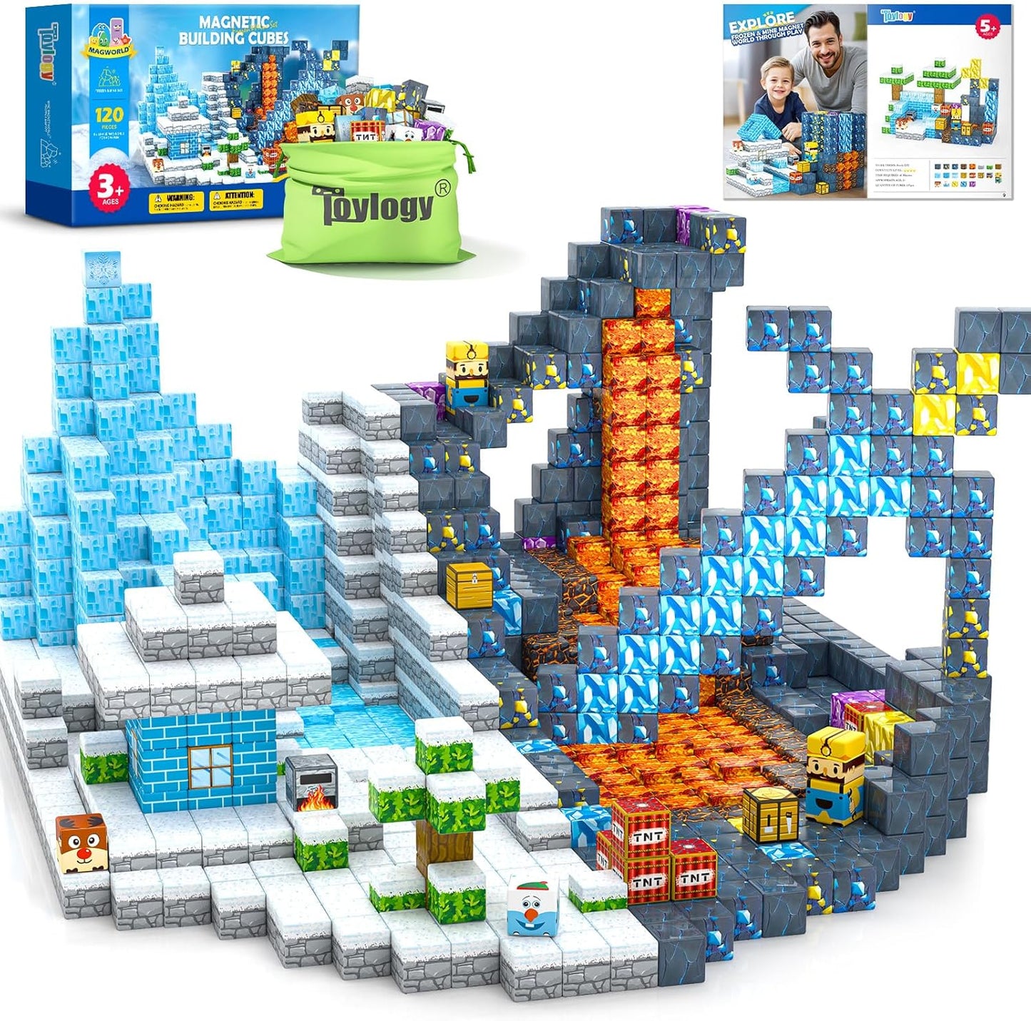 Magnetic Blocks - Build Frozen & Sword World, STEM Sensory Toys, Ages 3-13