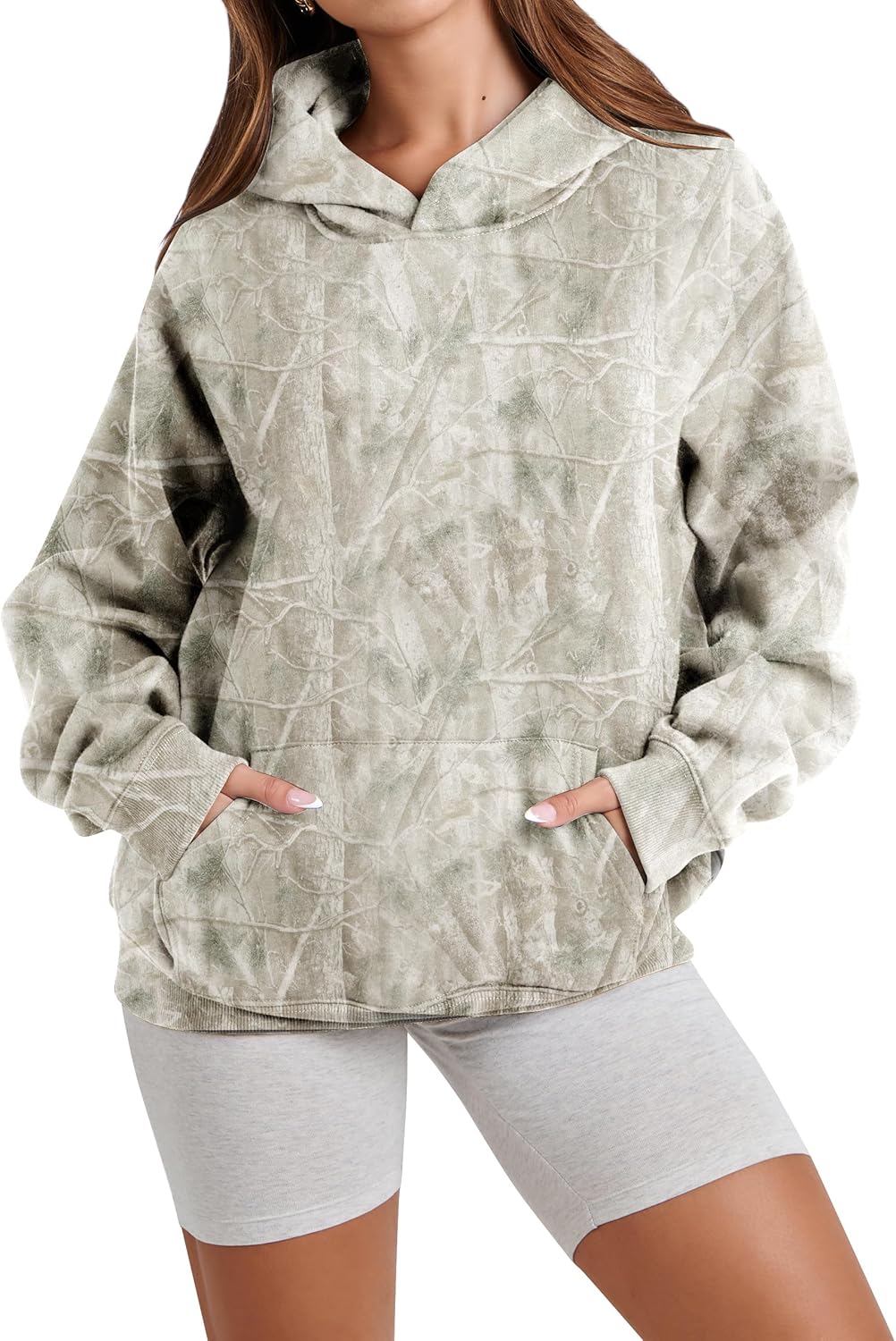 Women Oversized Fleece Camo Hoodies for Casual Fall Style