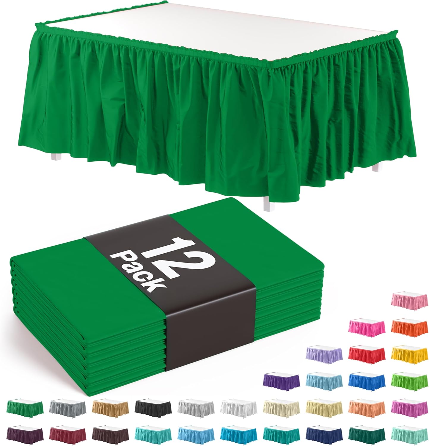 Elegant Emerald Green Ruffle Table Skirts for Any Occasion