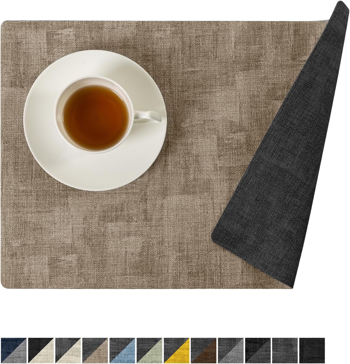 Reversible Vinyl Placemats Set of 8 - Waterproof & Heat Resistant