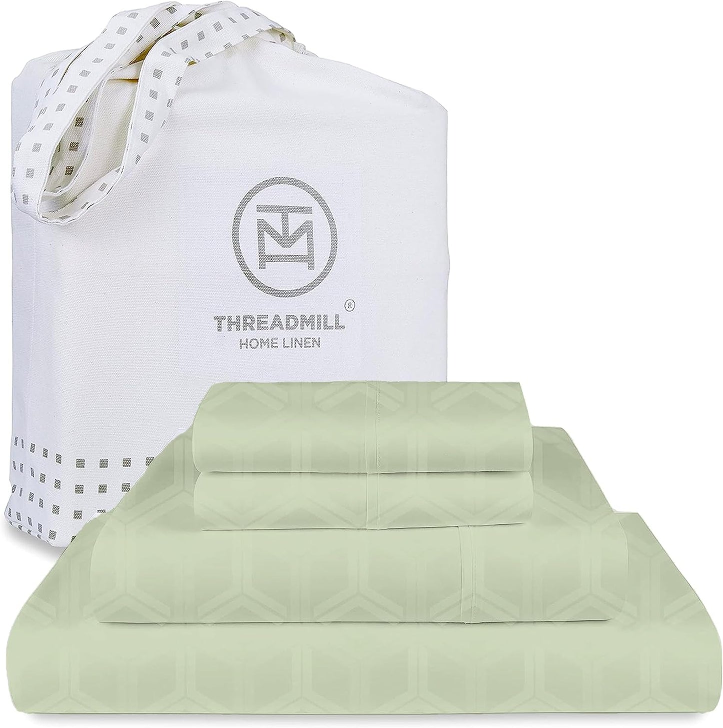 Threadmill 100% Cotton Full Bed Sheets Set with Deep Pockets