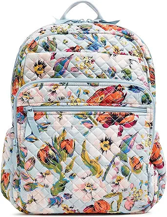 Vera Bradley Women's Cotton XL Campus Backpack for Everyday Use