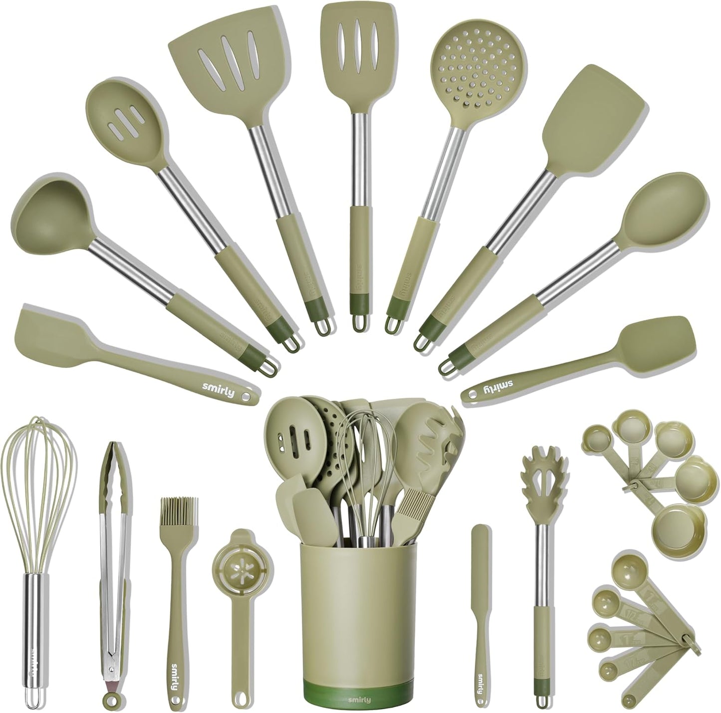 SMIRLY Kitchen Utensils Set: 26PCS Silicone Cooking Tools