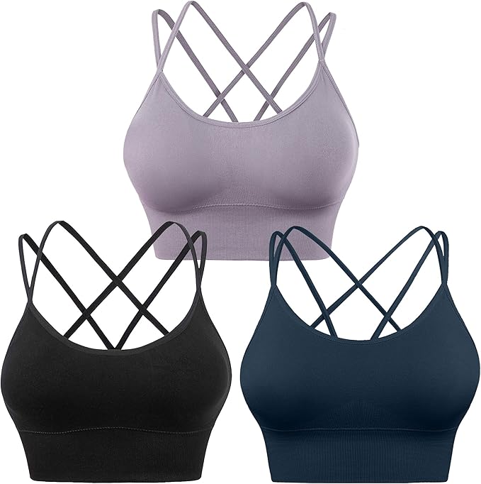 Evercute Cross Back Sport Bras for Yoga and Fitness Workouts