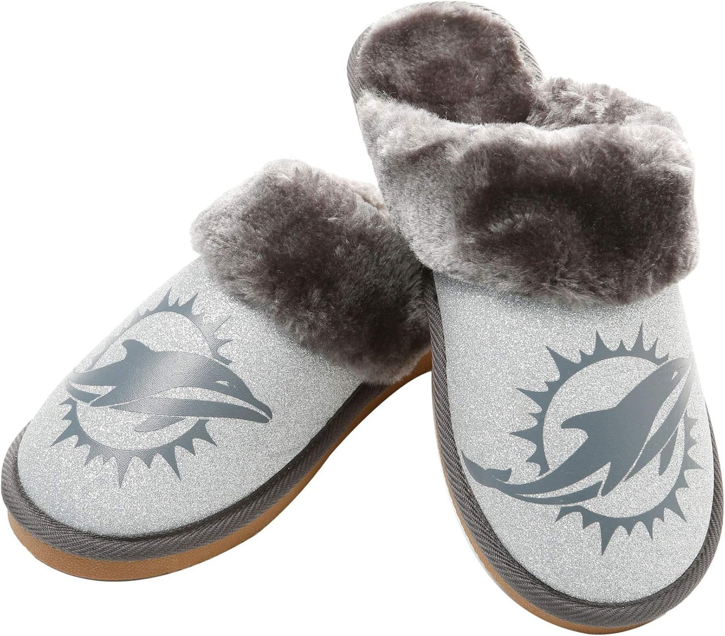 FOCO Womens NFL Team Logo Glitter Open Back Moccasin Review