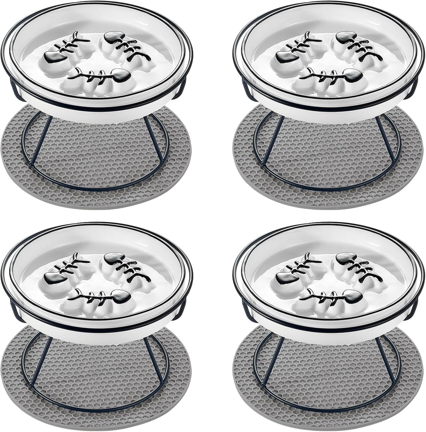 Cat Slow Feeder Elevated Bowl for Healthy Eating Habits