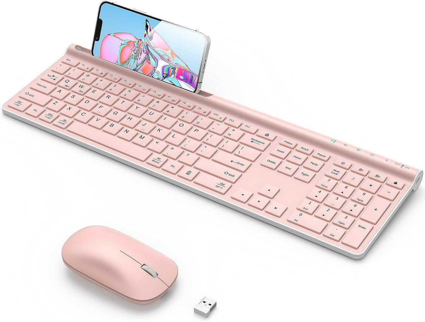 Multi-Device Pink Keyboard Mouse Combo by CHESONA