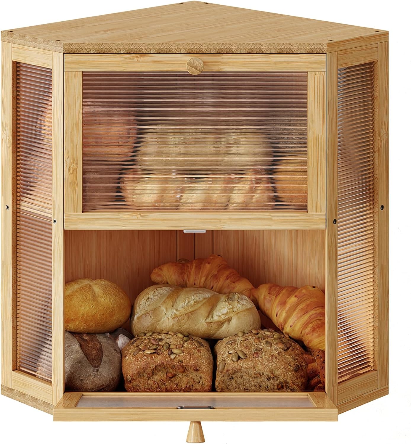 WOWLIVE Corner Bread Box for Kitchen Countertop Storage Solution