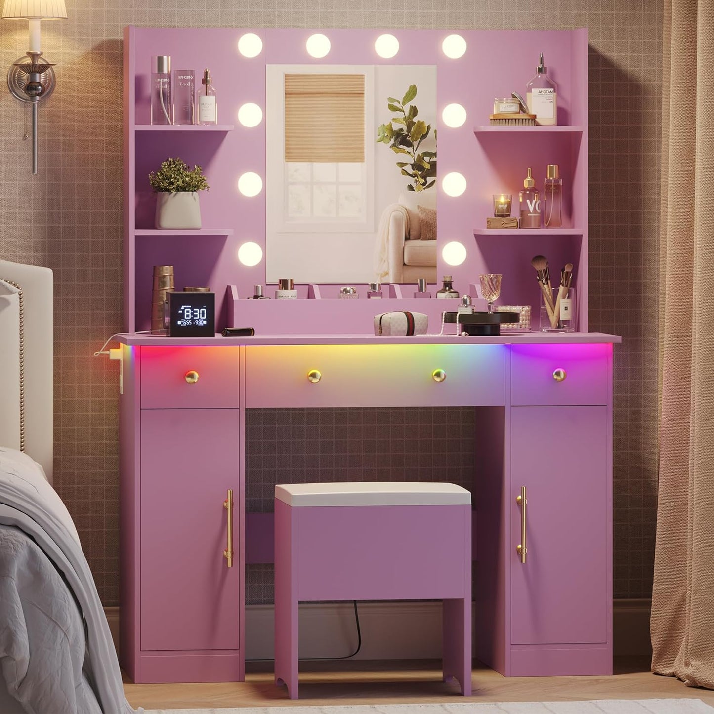 Makeup Vanity Desk with Mirror and Lights for Stylish Setup
