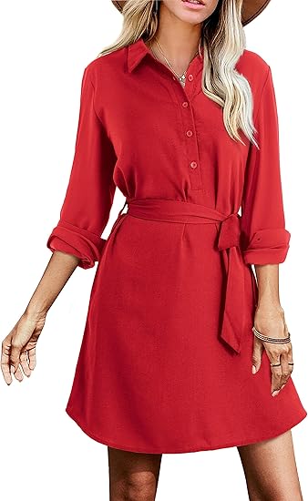 Amoretu Women's Shirt Dresses Button Up Work Dress for Style