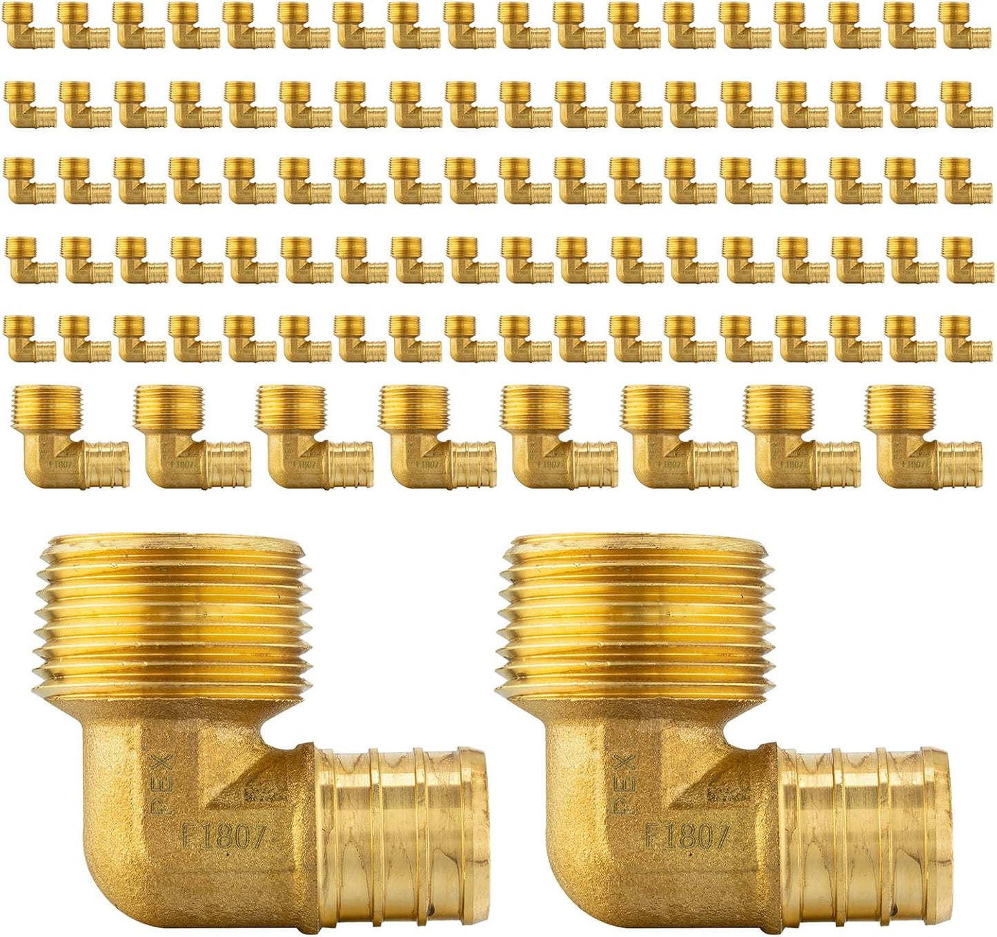 Pack of 100 Efield Pex 3/4in Male Threaded NPT Elbow Brass Fittings