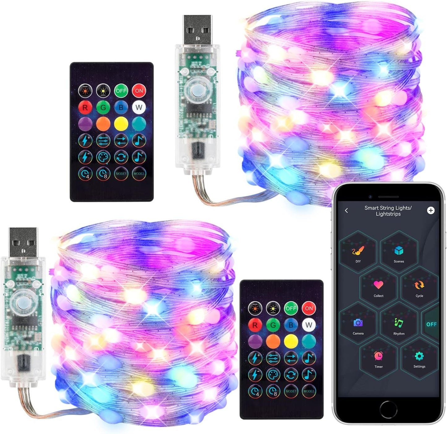Fairy Lights 2 Pack 33FT Smart Bluetooth Sync