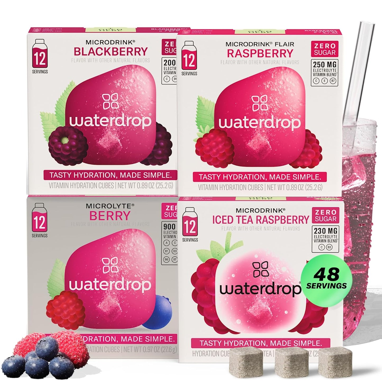 Waterdrop Hydration Cubes Mixed Berry Pack for Clean Hydration