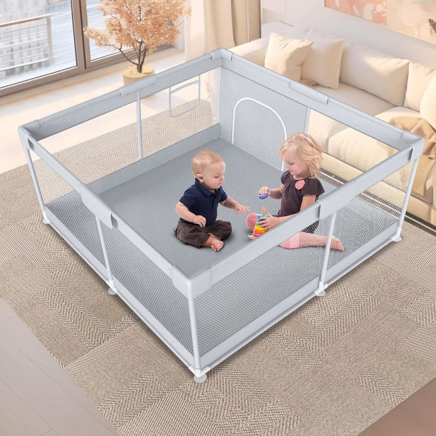 Versatile 50 Baby Playpen with Zipper Gate - Safe Indoor/Outdoor Play Area