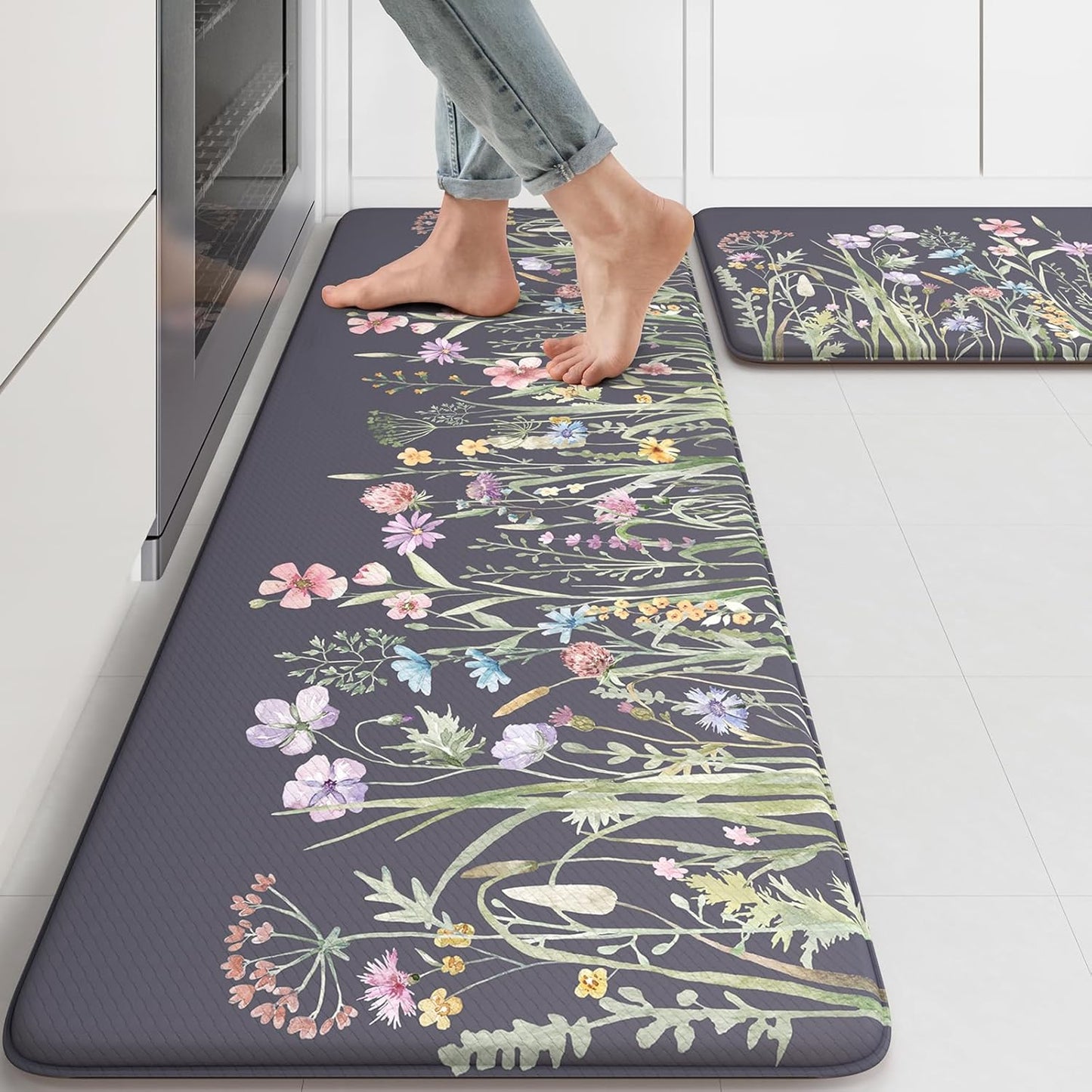 KIMODE Anti Fatigue Kitchen Mat Set for Comfort and Style