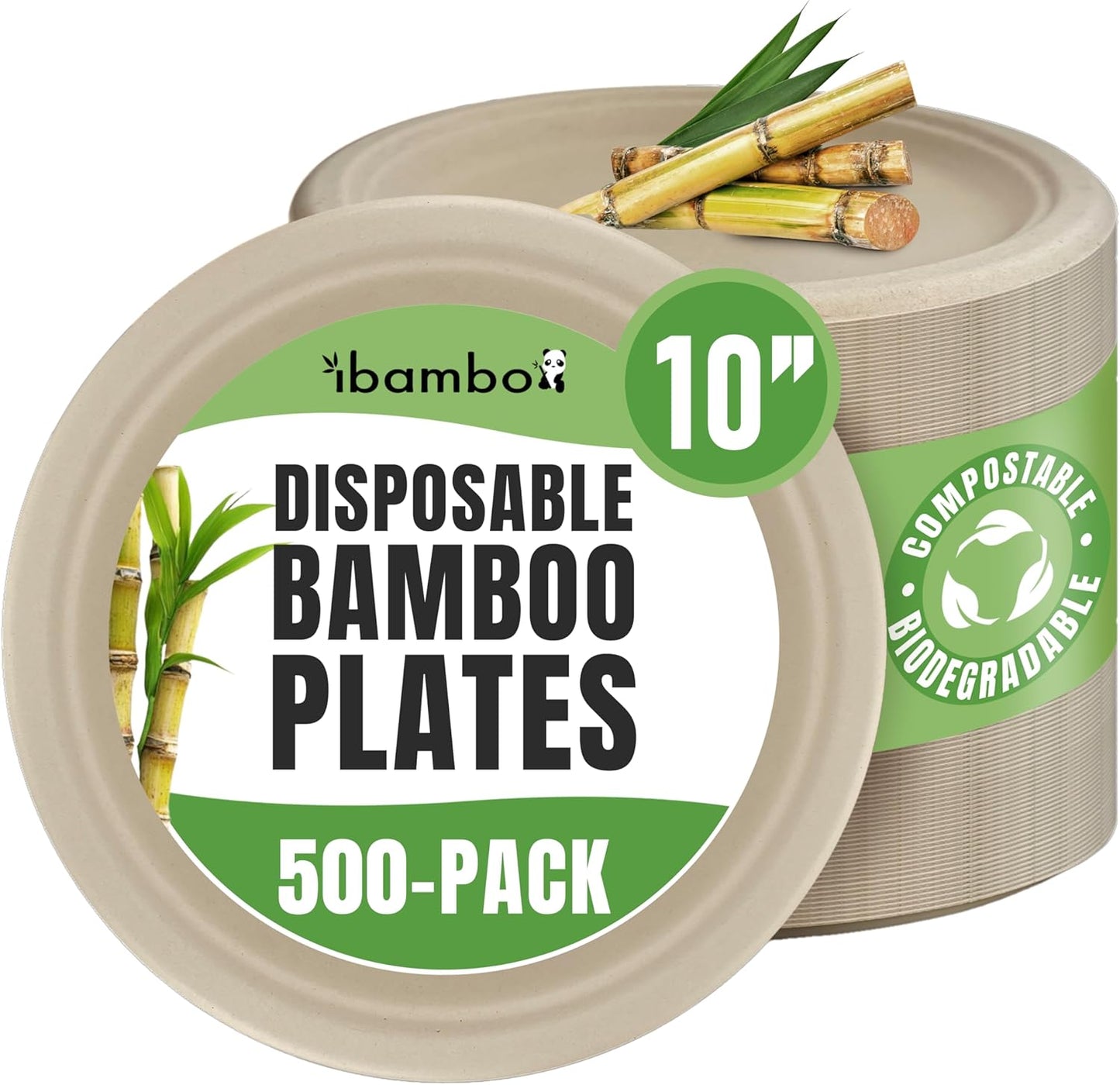 Bamboo Sturdy Disposable Plates - Heavy Duty 10-inch Set