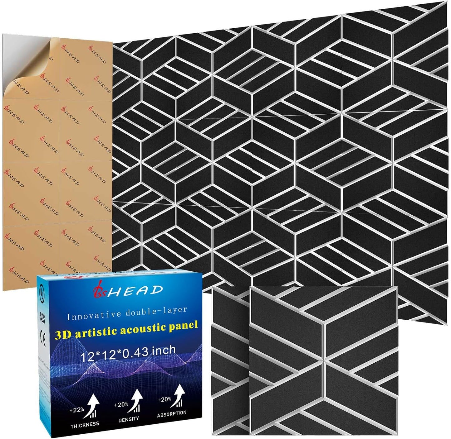8 Pack 2-Layer Soundproof Wall Panels for Noise Reduction
