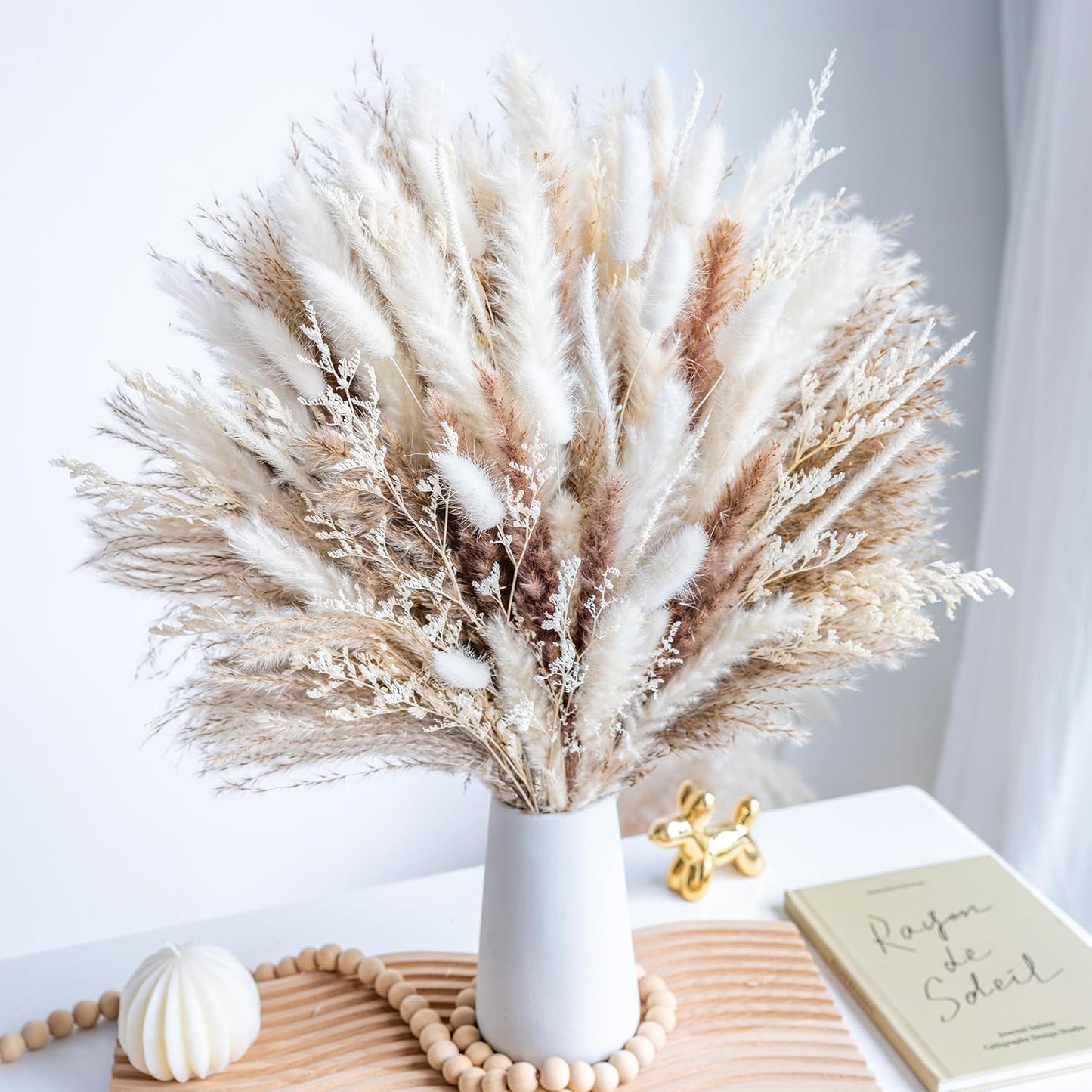 Boho Chic Wedding Home Decor - 96PCS Dried Pampas Grass Bouquet