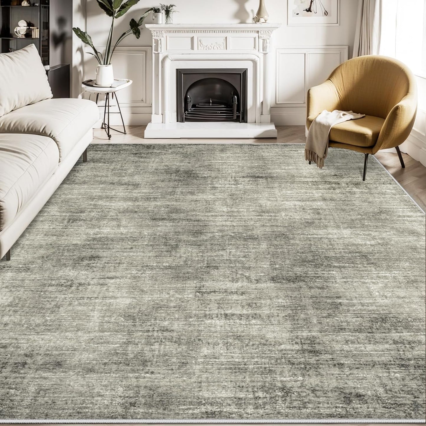 5x7 Washable Modern Grey Area Rug - Non-Slip Backing