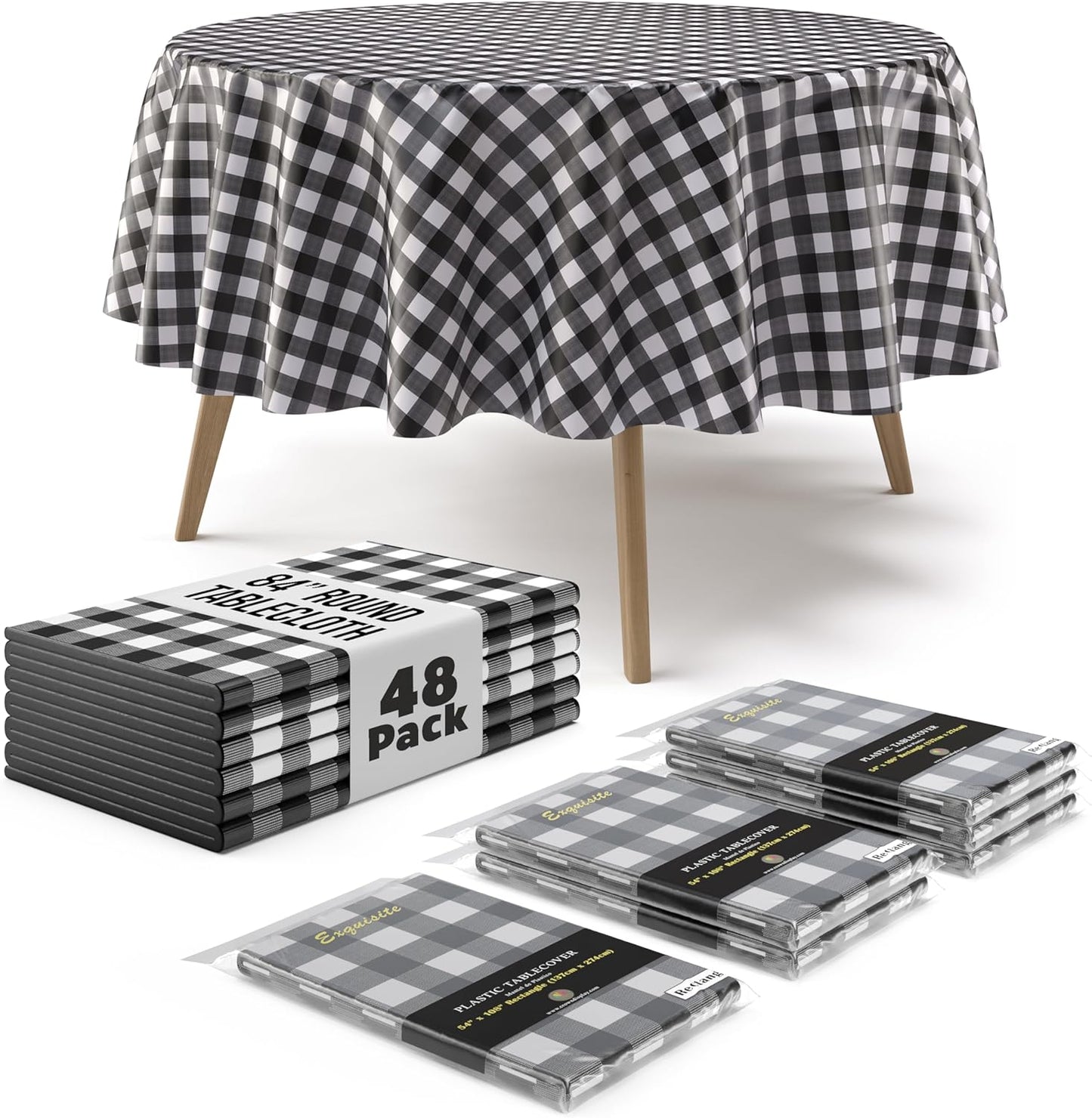 Premium Black & White Gingham Picnic Table Cover for Events