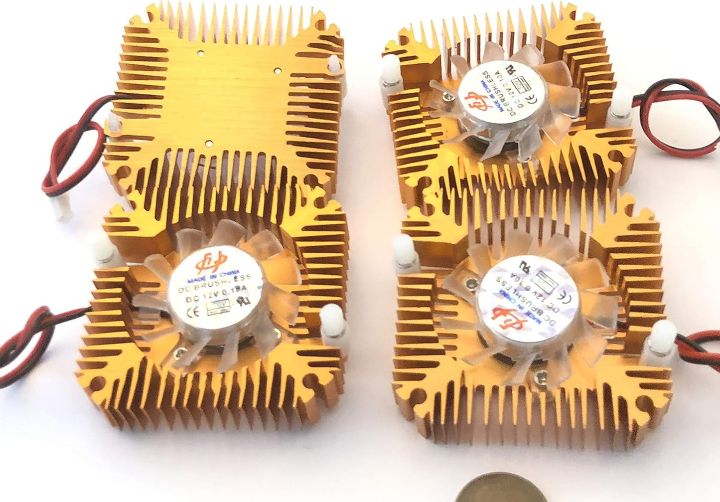 4 Pieces Copper 12V 55mm 2PIN Aluminum Cooling Fan Heatsink