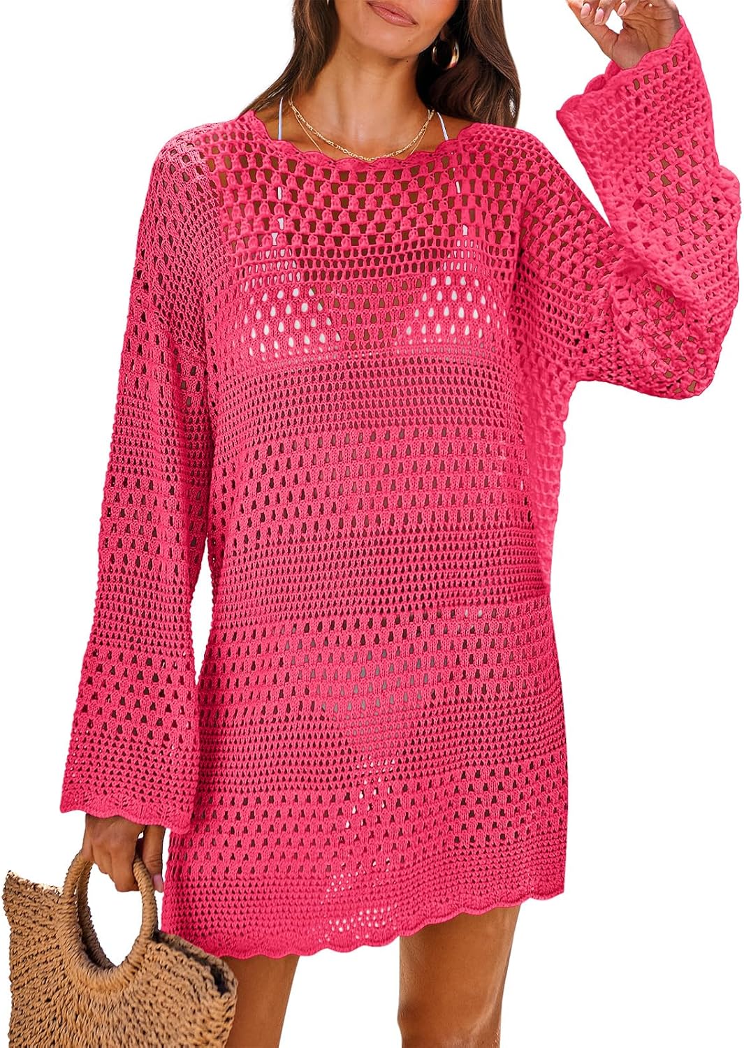 ANRABESS Women Swimsuit Crochet Swim Cover Up for Summer Fun