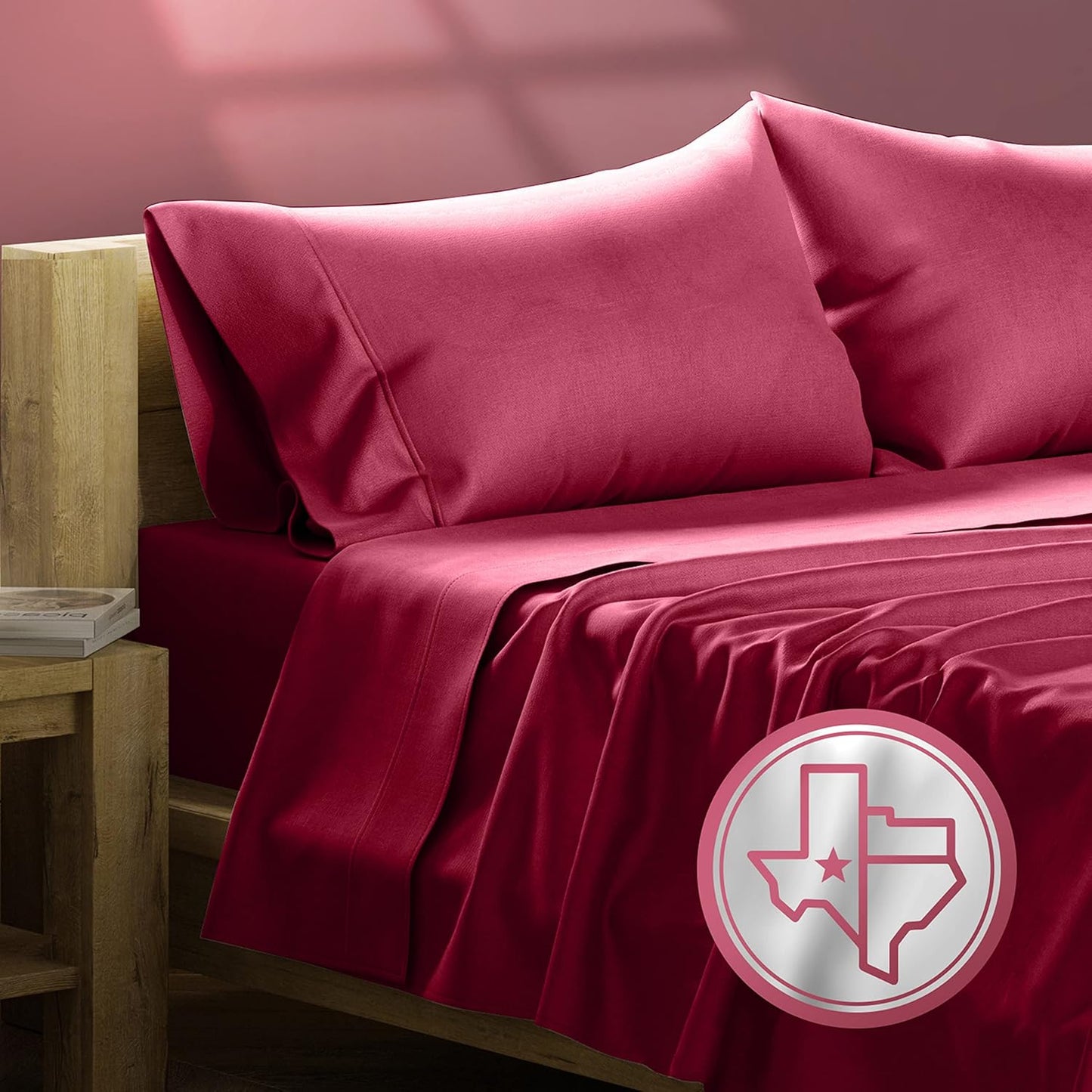 Luxurious 100% Egyptian Cotton King Bed Sheets Set in Burgundy
