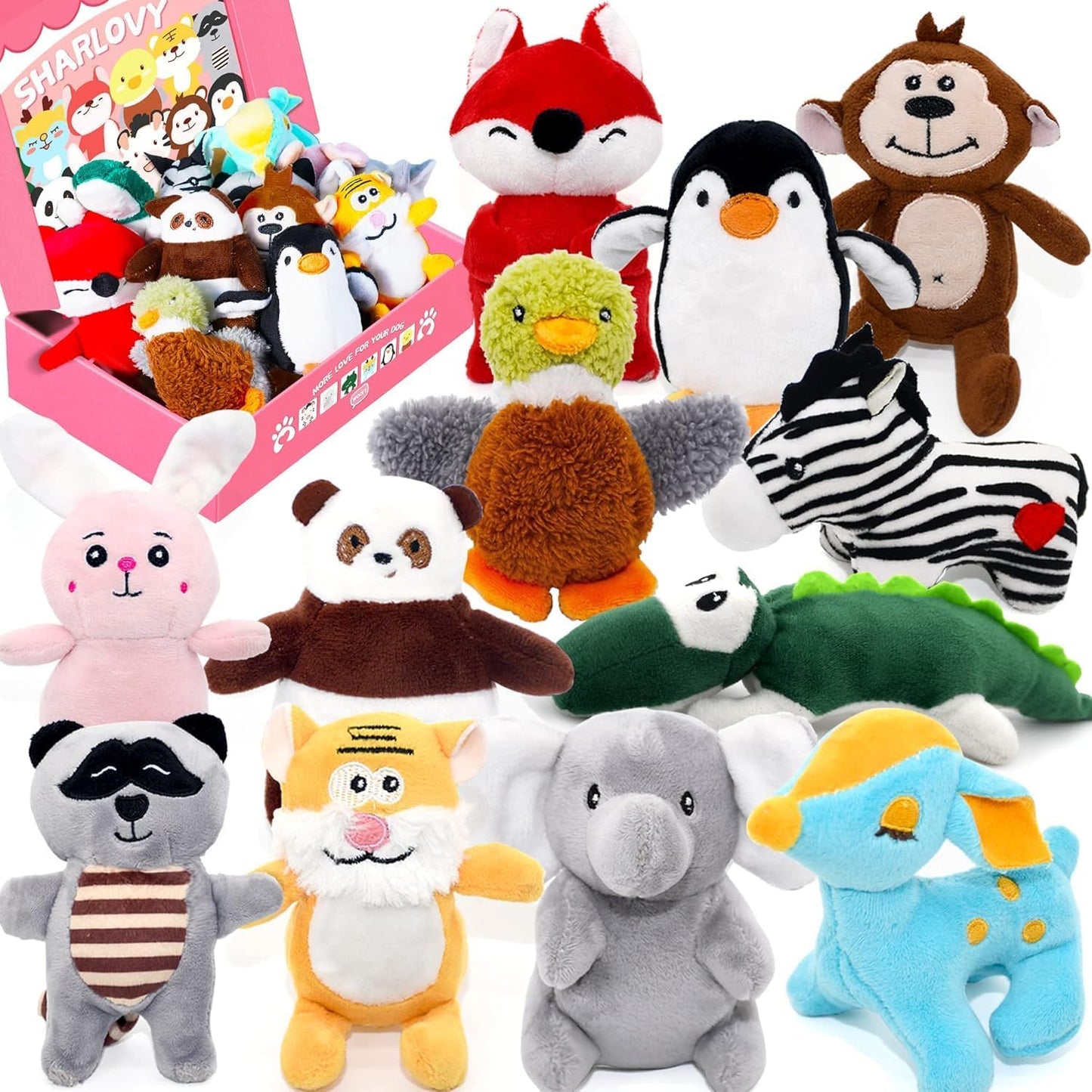 SHARLOVY Squeaky Dog Toys - Cute Teething Fun!