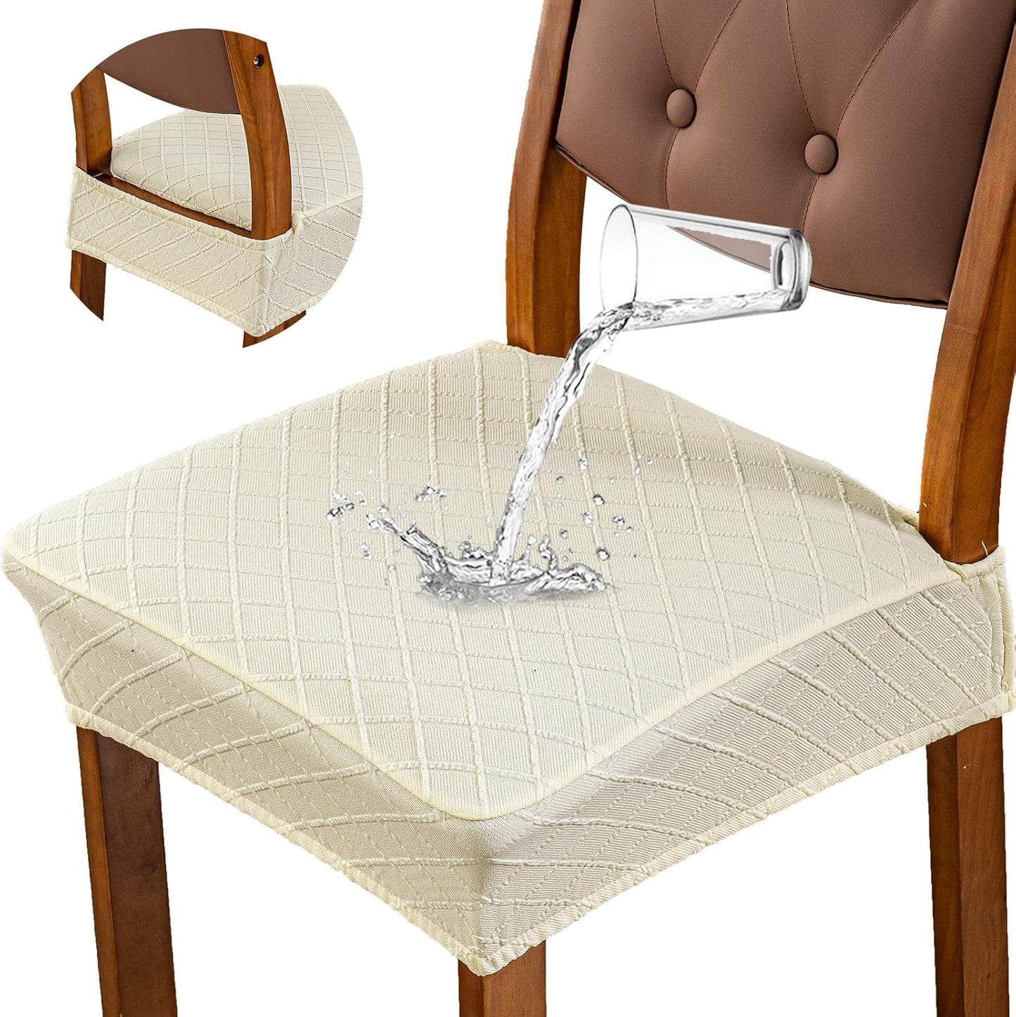 Genina Waterproof Seat Covers for Dining Room Chairs - 6 Pcs