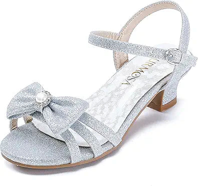 LAURMOSA Girls Sandals for Wedding Party with Glitter High Heels