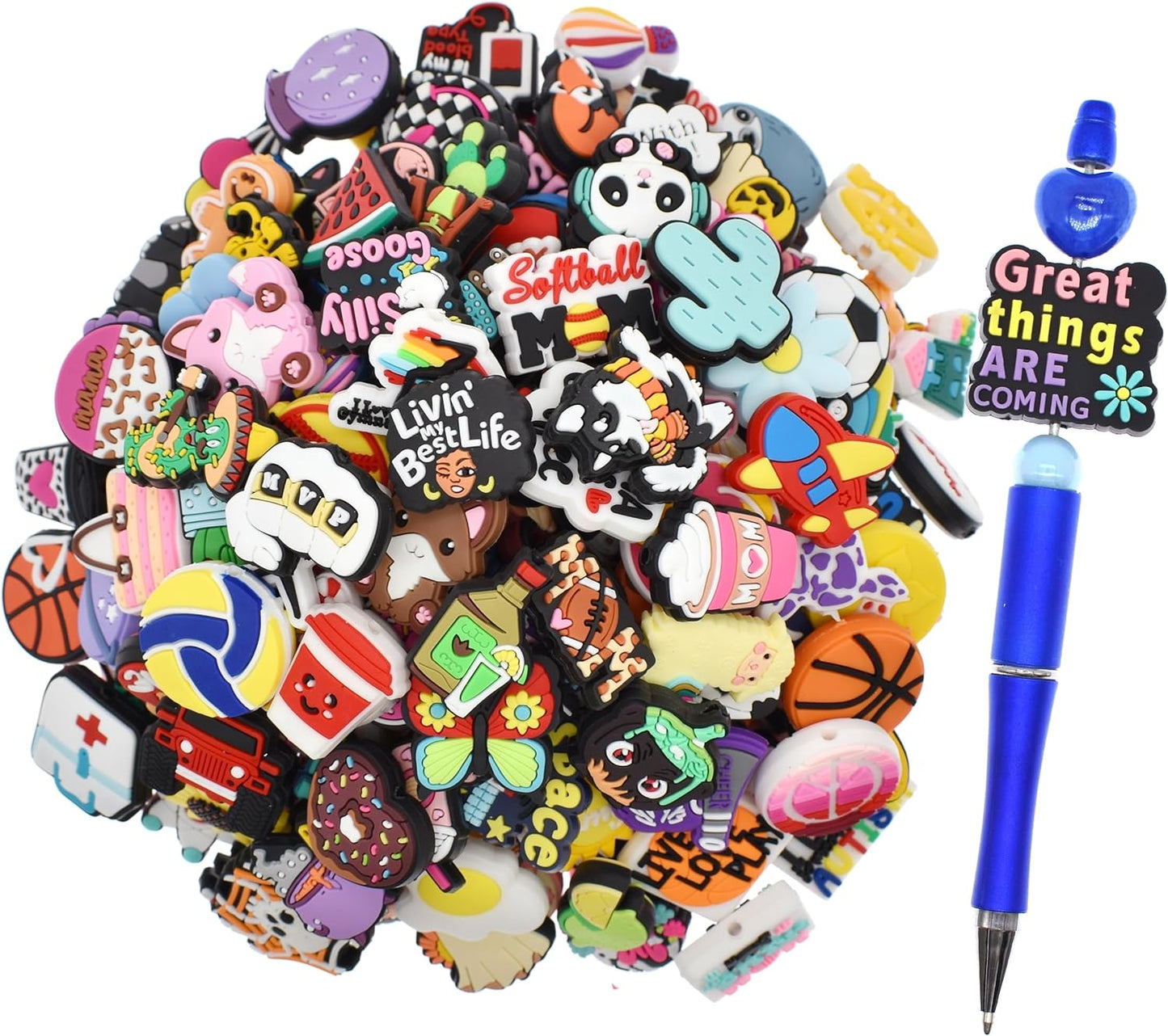 210Pcs Silicone Focal Beads for DIY Jewelry Making Projects