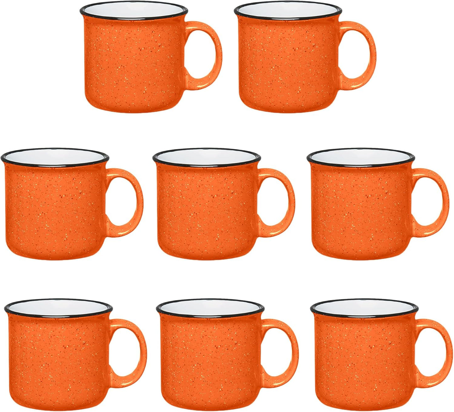 Set of 8 Ceramic Campfire Mugs 15 Oz for Coffee and Tea