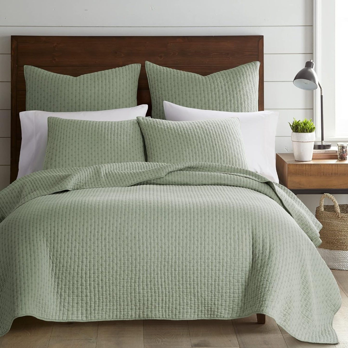 Levtex Home Cross Stitch Full/Queen Quilt Set - Desert Sage