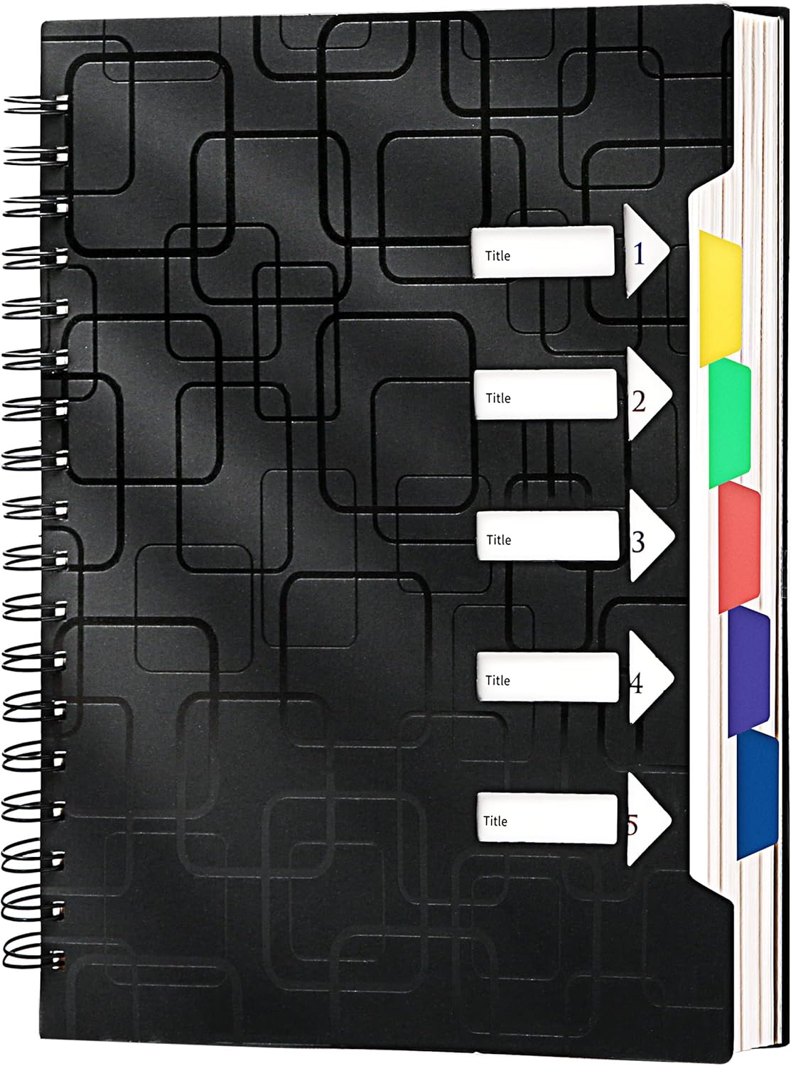 CAGIE 5-Subject Spiral Notebook, 240 Pages, College Ruled, Dividers Tabs - Efficient Organization